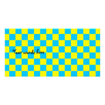 Blue checkers on yellow background photo cards