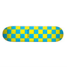 Blue checkers on yellow background custom skate board