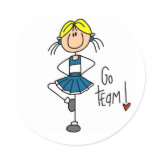 Blue Cheerleader Round Stickers
