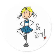 Blue Cheerleader Round Stickers