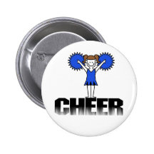 Blue Cheerleading T-shirts and Gifts Pinback Buttons