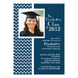 Blue Chevron Photo Graduation Party Invitation invitations