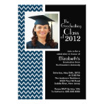 Blue Chevron Photo Graduation Party Invitation invitations