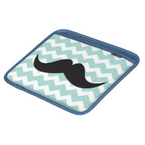 Blue chevron zigzag pattern cute chic moustache ipad sleeves