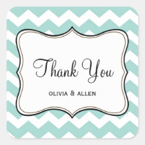 Blue chevron zigzag pattern thank you favour tag stickers