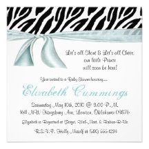 blue chic Baby Shower Invites cute sassy funky