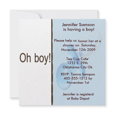 Blue & Chocolate Brown Baby Boy Shower Invitations by uniqueinvitations