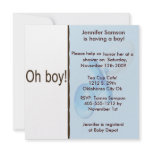 Blue & Chocolate Brown Baby Boy Shower Invitations