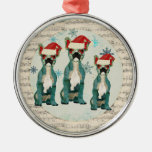 Blue Christmas French Bulldogs Snowflakes Ornament
