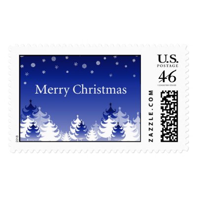 Blue Christmas Greetings Postage by mousearte