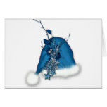 blue Christmas Santa hat Greeting Card