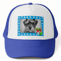Blue Christmas Snow Photo Frame Trucker Hats