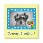 Blue Christmas Snow Photo Frame Fridge Magnet