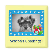 Blue Christmas Snow Photo Frame Fridge Magnet