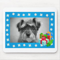 Blue Christmas Snow Photo Frame Mousepads