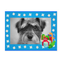 Blue Christmas Snow Photo Frame Post Card