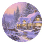 Blue Christmas Round Stickers