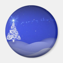 Blue Christmas Tree Refrigerator Magnet