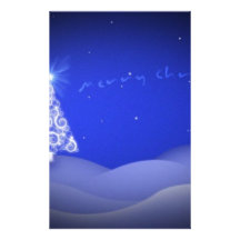 Blue Christmas Tree Stationery Paper