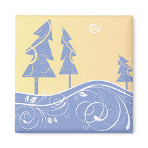 blue Christmas Trees Magnet