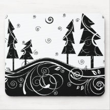 blue Christmas Trees Mouse Pad