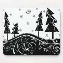 blue Christmas Trees Mouse Pad