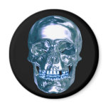 Blue Chrome Skull Magnet