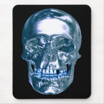 Blue Chrome Skull Mouse Pad