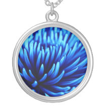 Blue Chrysanthemum flower necklace necklaces