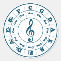 Blue Circle of Fifths Round Sticker