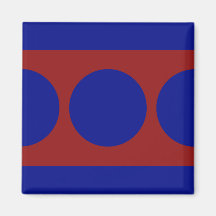 Blue Circles on Red Fridge Magnets