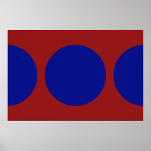 Blue Circles on Red Poster