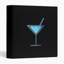 Blue Cocktail Martini Glass Vinyl Binders