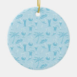 Blue Cocktails and Palm Trees Pattern Christmas Tree Ornaments