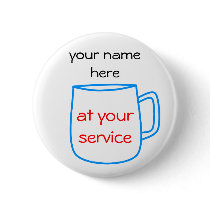 Blue coffee cup name tag buttons