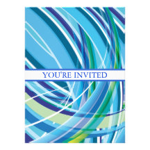 Blue Colourful Lines Background Personalized Invite