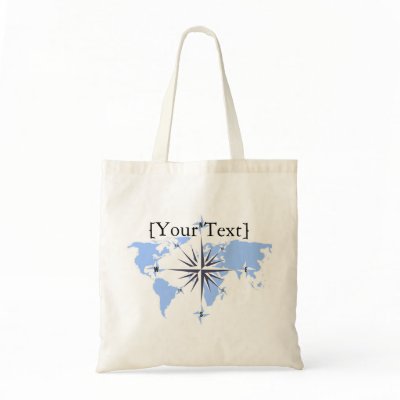 Blue Compass Rose World Map Budget Tote Bag by CompassRose