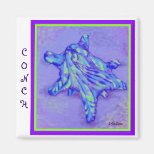 Blue Conch by S Ambrose Fridge Magnets