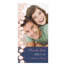 Blue Coral Save the Date Wedding Photo Cards