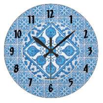 Blue Cornflowers Black Numbers Clock wall clocks