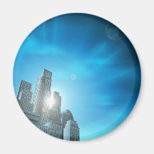 Blue corporate cityscape magnets