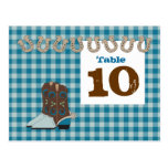 Blue Country Western Table Number Cards Post Cards