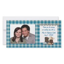 Blue Country Western Thank You Photo Cards