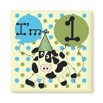 Blue Cow 1st Birthday Tshirts and Gifts Refrigerator Magnet