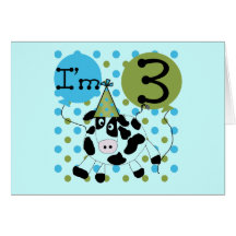 Blue Cow 3rd Birthday Tshirts and Gifts Card