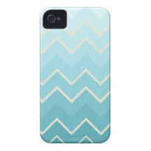 Blue & Cream Ombre Chevron Pattern iPhone 4 Cover