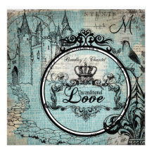 Blue Criss Cross Unconditional Love Wedding Invite