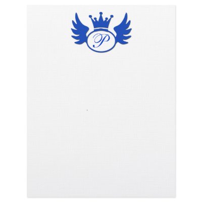 Blue Crown Monogram Stationery Letterhead by CustomizeACard