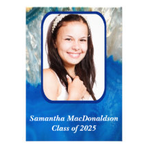 Blue crystal photo graduation invitations