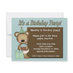 Blue Cupcake Bear Birthday Party Invitations invitations